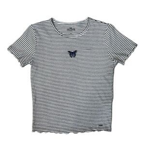 (NWOT) Hollister Must-Have Collection Striped Butterfly Embroidered Baby Tee—XS